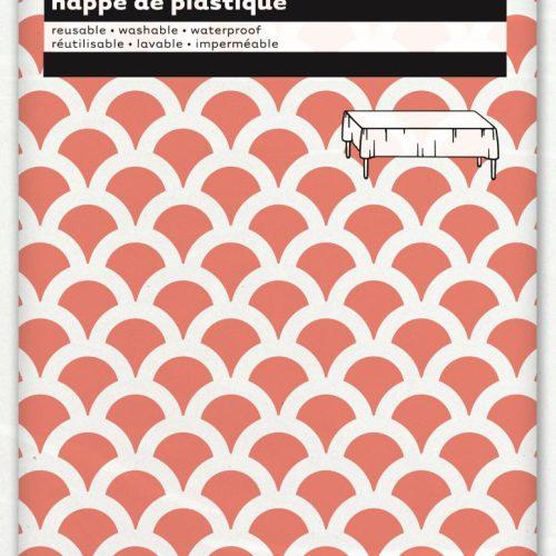Scallop Printed Tablecover Coral 137cm x 274cm (54" x 108") — illustrative reference; actual product differs as described
