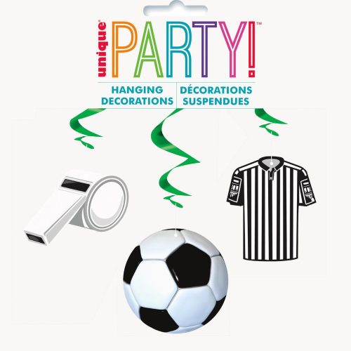 3D Soccer 3 Hanging Swirl Decorations 66cm L