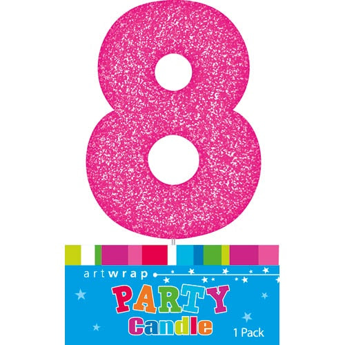 Artwrap Glitter Pink - Number 8 Candle