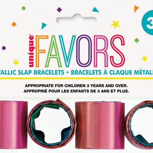 Unique Metallic Slap Bracelets — 4 Pack