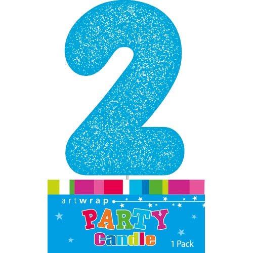 Artwrap Glitter Blue - Number 2 Candle
