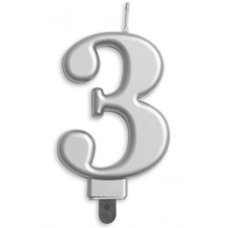 Alpen Silver Jumbo Number 3 Candle