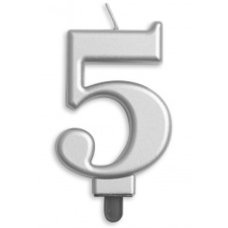 Alpen Silver Jumbo Number 5 Candle