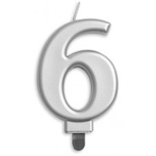 Alpen Silver Jumbo Number 6 Candle