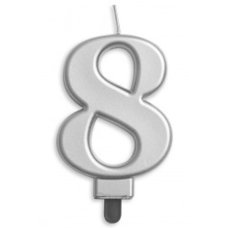 Alpen Silver Jumbo Number 8 Candle