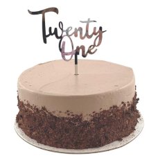Alpen Silver Twenty One Acrylic Cake Topper
