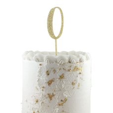 Alpen Gold Glitter Number 0 Acrylic Cake Topper