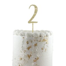 Alpen Gold Glitter Number 2 Acrylic Cake Topper