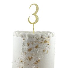 Alpen Gold Glitter Number 3 Acrylic Cake Topper