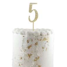 Alpen Gold Glitter Number 5 Acrylic Cake Topper