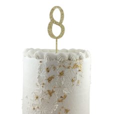 Alpen Gold Glitter Number 8 Acrylic Cake Topper