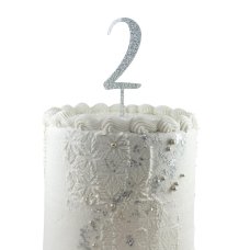 Alpen Silver Glitter Number 2 Acrylic Cake Topper
