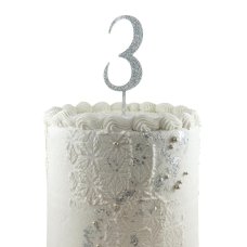 Alpen Silver Glitter Number 3 Acrylic Cake Topper