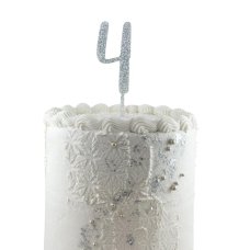 Alpen Silver Glitter Number 4 Acrylic Cake Topper
