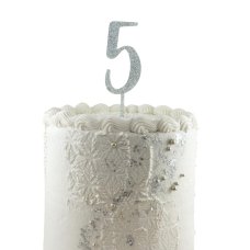 Alpen Silver Glitter Number 5 Acrylic Cake Topper