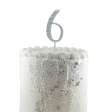 Alpen Silver Glitter Number 6 Acrylic Cake Topper