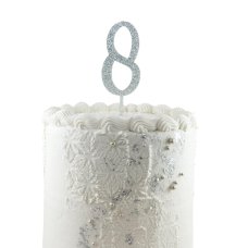 Alpen Silver Glitter Number 8 Acrylic Cake Topper