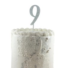 Alpen Silver Glitter Number 9 Acrylic Cake Topper