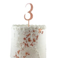 Alpen Rose Gold Glitter Number 3 Acrylic Cake Topper