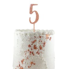 Alpen Rose Gold Glitter Number 5 Acrylic Cake Topper