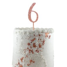Alpen Rose Gold Glitter Number 6 Acrylic Cake Topper