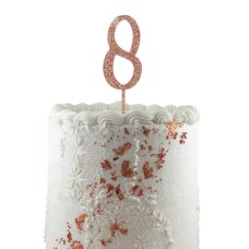 Alpen Rose Gold Glitter Number 8 Acrylic Cake Topper