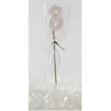 Alpen Pearl White Glitter Number 8 Candle on a Stick