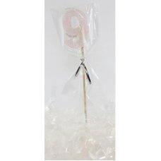 Alpen Pearl White Glitter Number 9 Candle on a Stick