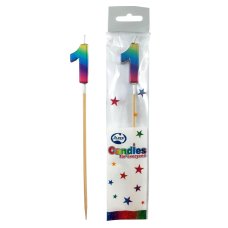 Alpen Rainbow Metallic Number 1 Candle on a Stick