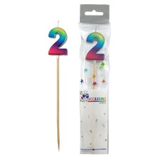 Alpen Rainbow Metallic Number 2 Candle on a Stick
