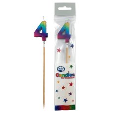 Alpen Rainbow Metallic Number 4 Candle on a Stick
