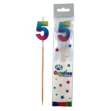 Alpen Rainbow Metallic Number 5 Candle on a Stick