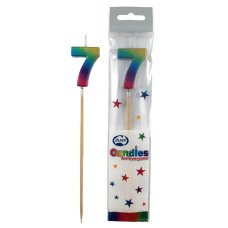 Alpen Rainbow Metallic Number 7 Candle on a Stick