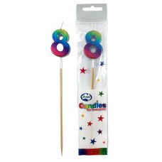 Alpen Rainbow Metallic Number 8 Candle on a Stick