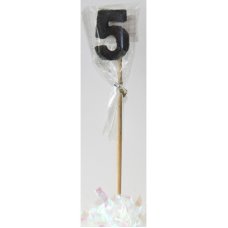 Alpen Black Glitter Number 5 Candle on a Stick