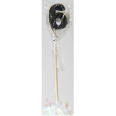 Alpen Black Glitter Number 6 Candle on a Stick