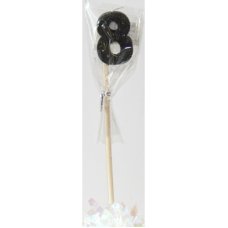 Alpen Black Glitter Number 8 Candle on a Stick