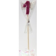 Alpen Pink Glitter Number 1 Candle on a Stick