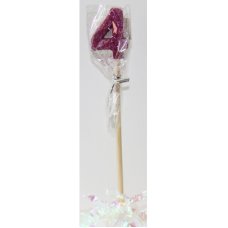 Alpen Pink Glitter Number 4 Candle on a Stick