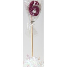 Alpen Pink Glitter Number 6 Candle on a Stick