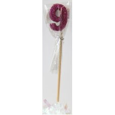 Alpen Pink Glitter Number 9 Candle on a Stick
