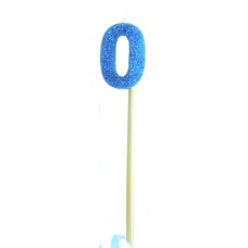 Alpen Blue Glitter Number 0 Candle on a Stick