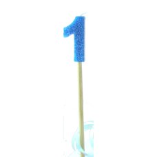 Alpen Blue Glitter Number 1 Candle on a Stick