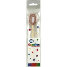 Alpen Rose Gold Glitter Number 0 Candle on a Stick