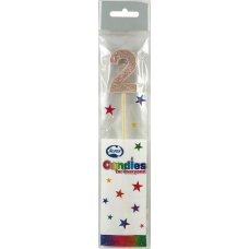 Alpen Rose Gold Glitter Number 2 Candle on a Stick