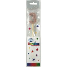 Alpen Rose Gold Glitter Number 3 Candle on a Stick