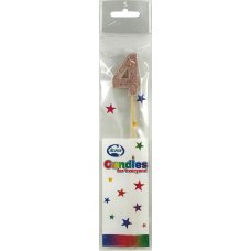 Alpen Rose Gold Glitter Number 4 Candle on a Stick