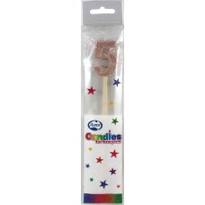 Alpen Rose Gold Glitter Number 5 Candle on a Stick