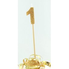 Alpen Gold Glitter Number 1 Candle on a Stick