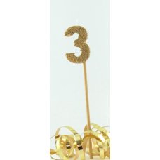 Alpen Gold Glitter Number 3 Candle on a Stick